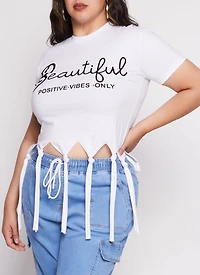 Plus Beautiful Knotted Fringe Graphic Top