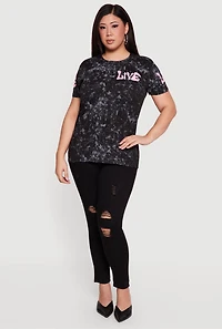 Plus Live The Moment Acid Wash Graphic T-Shirt