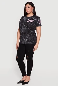 Plus Live The Moment Acid Wash Graphic T-Shirt