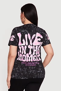 Plus Live The Moment Acid Wash Graphic T-Shirt