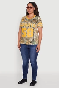 Womens Plus Size Sports 58 Hunter Camo Graphic Tee, Multi, Size 1X