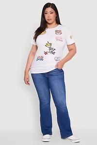 Womens Plus Size Self Love Graphic Tee, White, Size 2X