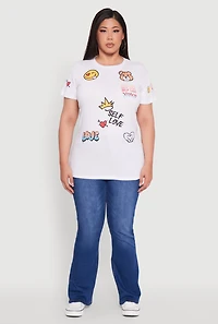 Womens Plus Size Self Love Graphic Tee, White, Size 2X