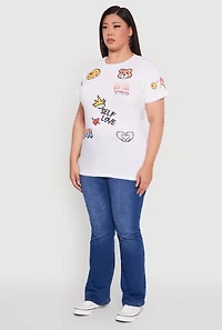Womens Plus Size Self Love Graphic Tee, White, Size 2X