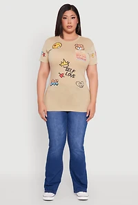Womens Plus Size Self Love Graphic Tee, Beige, Size 2X