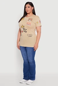 Womens Plus Size Self Love Graphic Tee, Beige, Size 2X