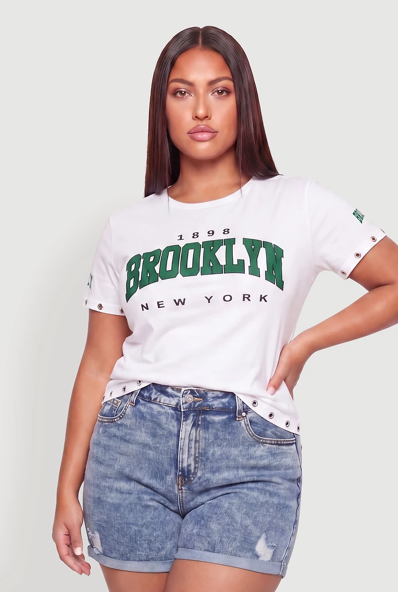Plus Grommet Detail Brooklyn Graphic Tee
