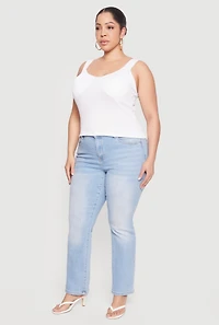 Plus Solid Rib Knit Scoop Neck Tank Top