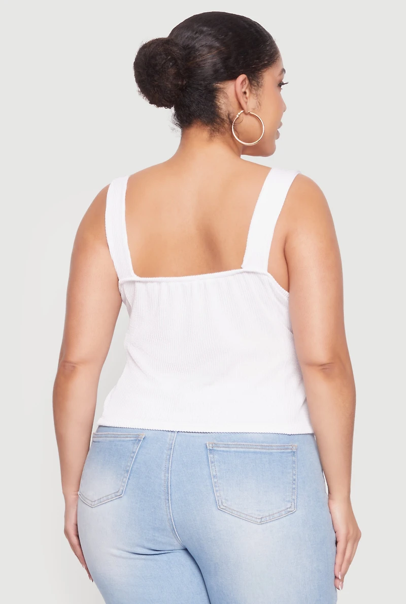 Plus Solid Rib Knit Scoop Neck Tank Top