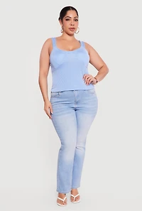 Plus Solid Rib Knit Scoop Neck Tank Top