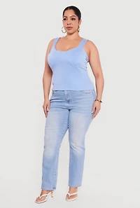 Plus Solid Rib Knit Scoop Neck Tank Top
