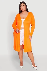 Womens Plus Size Side Slit Duster, Orange, Size 3X