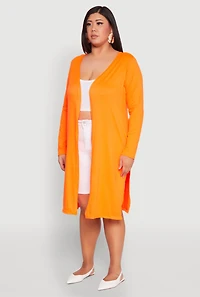 Womens Plus Size Side Slit Duster, Orange, Size 2X