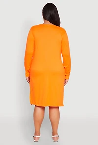 Womens Plus Size Side Slit Duster, Orange, Size 2X