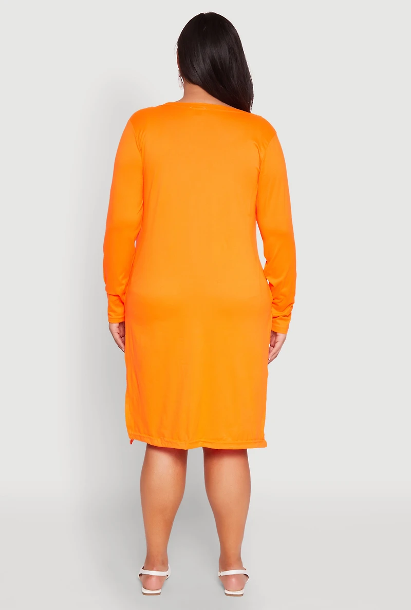 Womens Plus Size Side Slit Duster, Orange, Size 3X