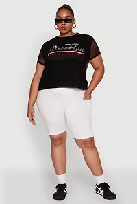 Womens Plus Size New York Brooklyn Graphic Top, Black, Size 4X