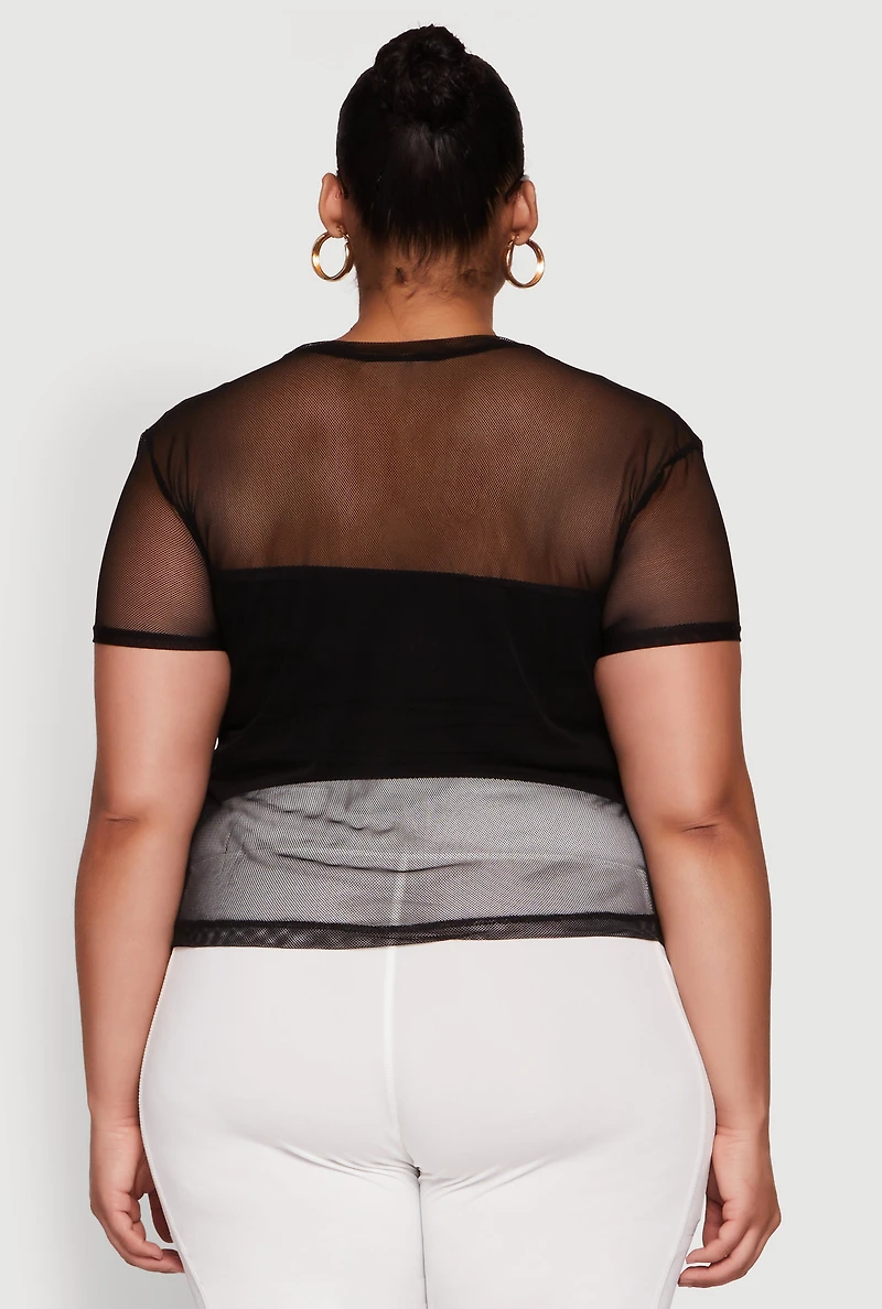 Womens Plus Size New York Brooklyn Graphic Top, Black, Size 1X