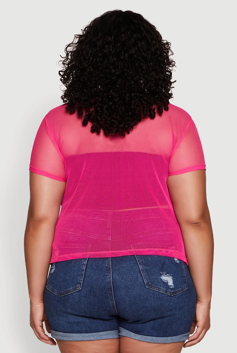 Womens Plus Size New York Brooklyn Graphic Top, Pink, Size 4X