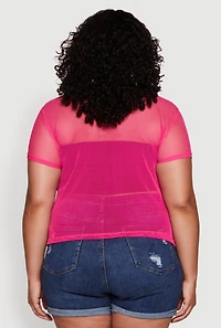 Womens Plus Size New York Brooklyn Graphic Top, Pink, Size 4X