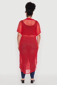 Womens Plus Stylish Chic Sheer Maxi Shirt, 2X