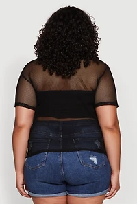 Womens Plus Size NYC 1998 Fishnet Top, Black, Size 4X