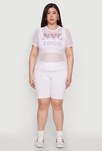 Womens Plus Size NYC 1998 Fishnet Top, White, Size 2X