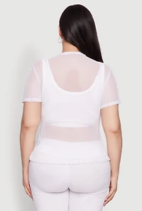 Womens Plus Size NYC 1998 Fishnet Top, White, Size 2X