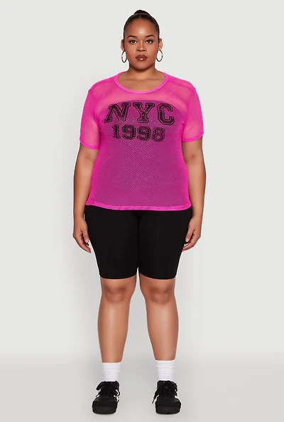 Womens Plus NYC 1998 Fishnet Top,