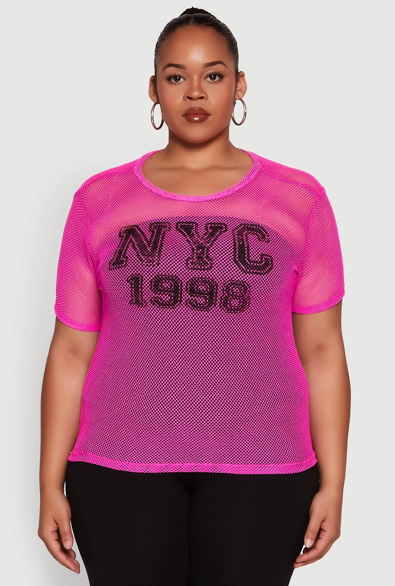 Womens Plus NYC 1998 Fishnet Top,