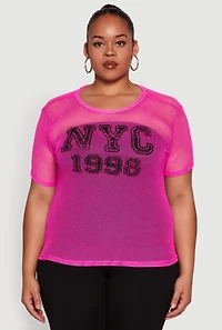 Womens Plus NYC 1998 Fishnet Top,