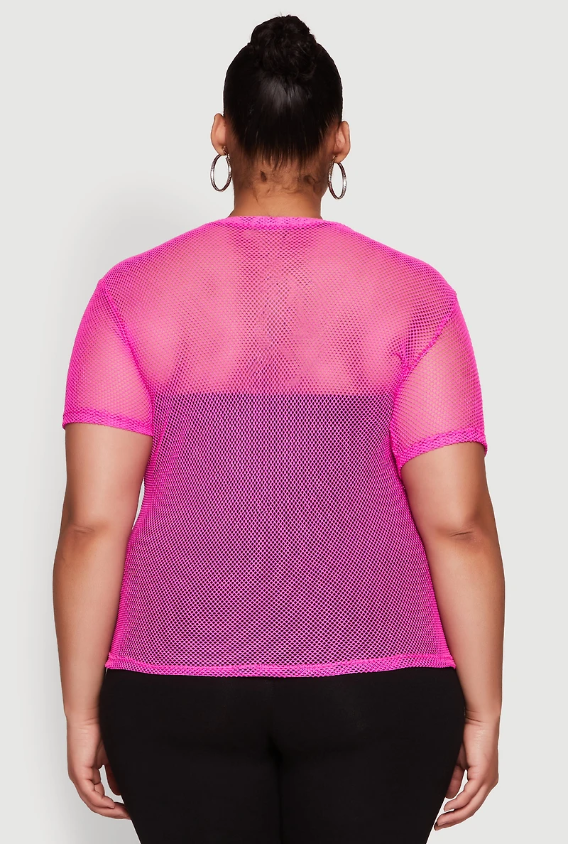 Womens Plus NYC 1998 Fishnet Top,