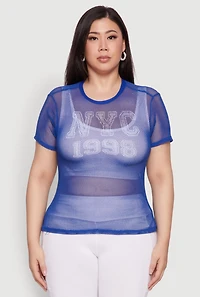Womens Plus NYC 1998 Fishnet Top,