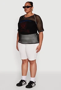 Womens Plus Personally I Dont Care Fishnet Top,