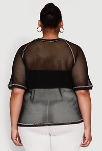 Womens Plus Personally I Dont Care Fishnet Top,