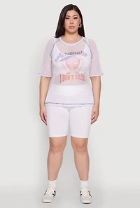 Womens Plus Size Personally I Dont Care Fishnet Top, White, Size 3X