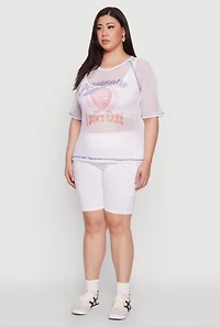 Womens Plus Size Personally I Dont Care Fishnet Top, White, Size 1X
