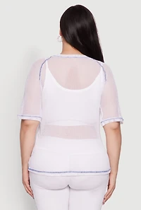 Womens Plus Size Personally I Dont Care Fishnet Top, White, Size 1X