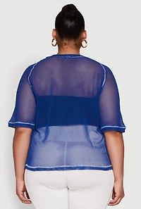 Womens Plus Size Personally I Dont Care Fishnet Top, Blue, Size 3X