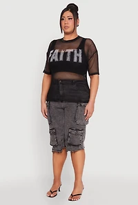 Womens Plus Size Faith Fishnet Top, Black, Size 3X