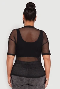 Womens Plus Size Faith Fishnet Top, Black, Size 3X