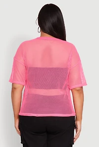 Womens Plus Faith Fishnet Top,