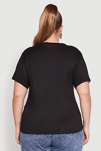 Womens Plus Size Fishnet Detail Brooklyn Sport Club Top, Black, Size 2X