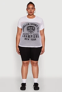 Womens Plus Size Fishnet Detail Brooklyn Sport Club Top, White, Size 4X
