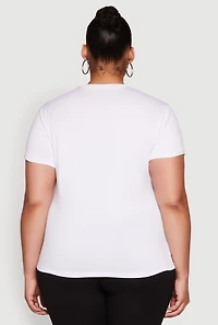Womens Plus Size Fishnet Detail Brooklyn Sport Club Top, White, Size 4X