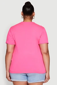 Womens Plus Size Fishnet Detail Brooklyn Sport Club Top, Pink, Size 4X