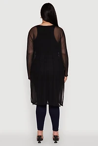 Womens Plus Chic Mesh Long Sleeve Duster, 3X