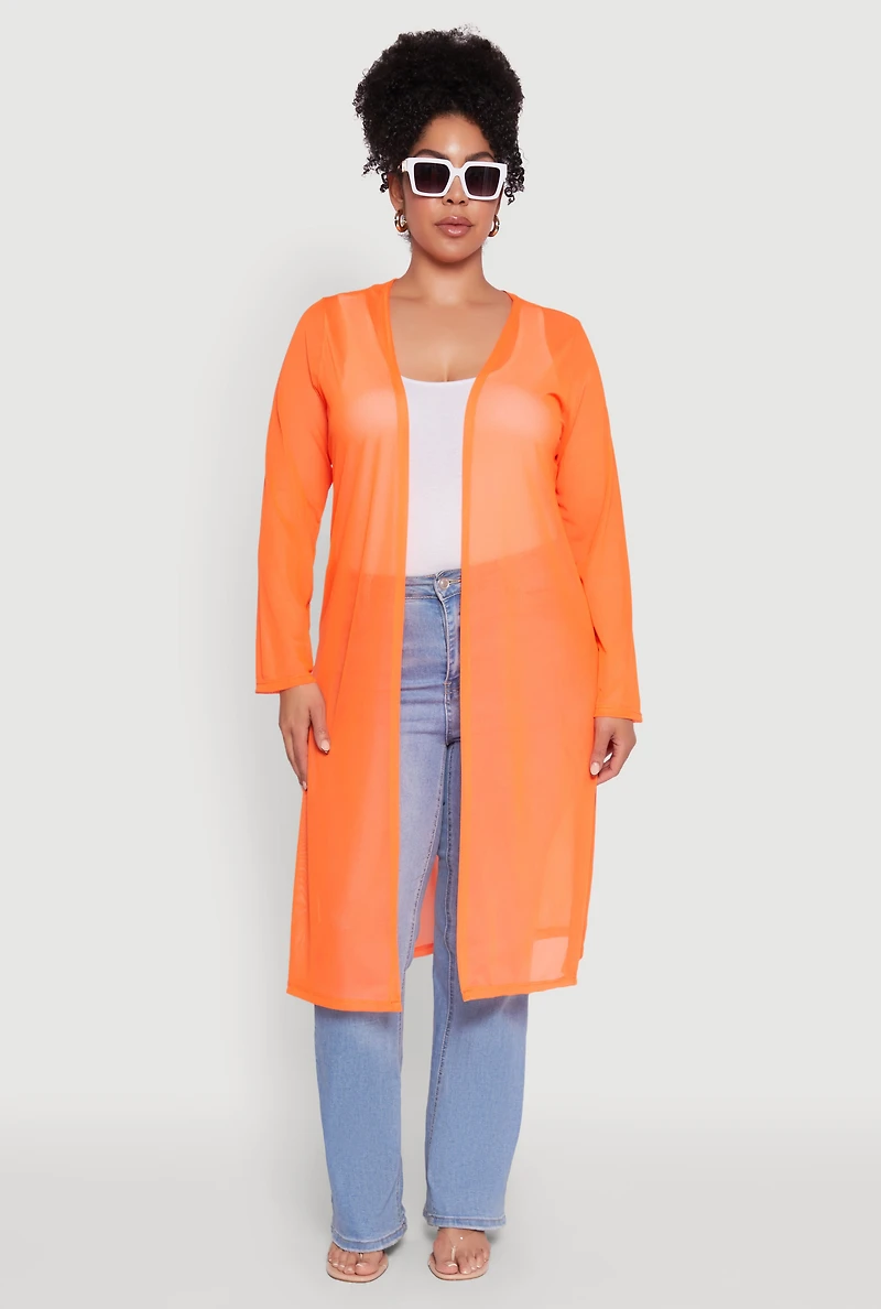 Plus Chic Mesh Long Sleeve Duster