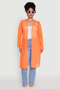 Plus Chic Mesh Long Sleeve Duster