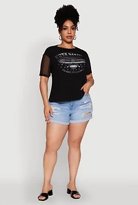 Womens Plus Free Spirit Graphic Mesh Top,