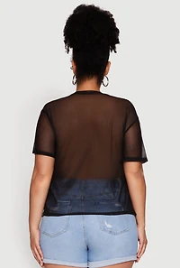Womens Plus Free Spirit Graphic Mesh Top,